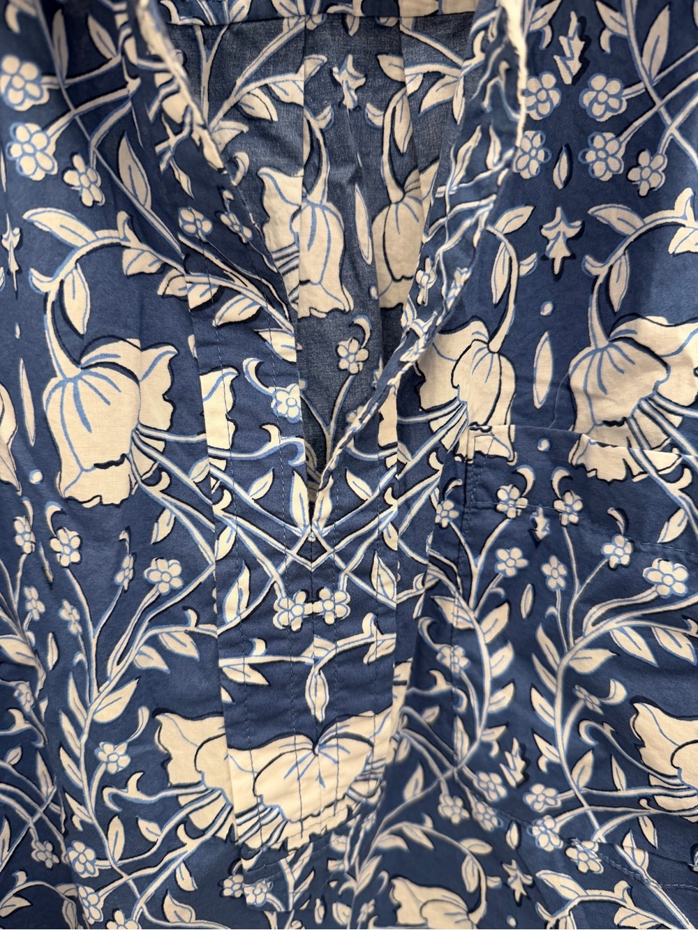 Talbots Blue Floral Print popoverr Shirt - Picture 3 of 4